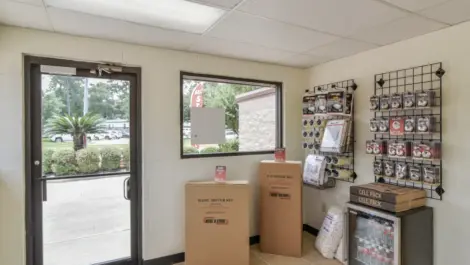 Packing and storage supplies for sale in the Lakewood Mini Storage facility office.