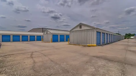 Opened outdoor storage unit at My Storage facility.