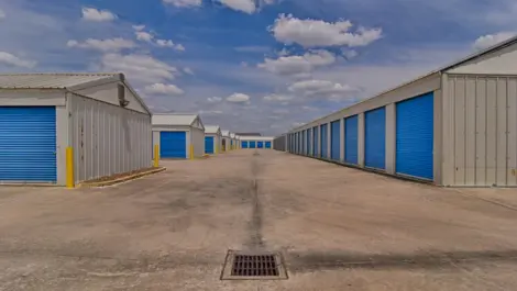 Opened outdoor storage unit at My Storage facility.