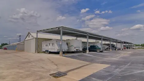 Covered RV storage at My Storage facility.