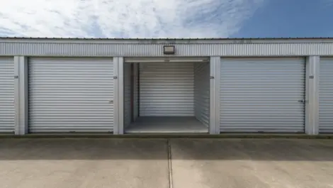 Outdoor, drive-up storage unit with roll up door at AAA Self Storage.