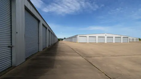 Drive-up storage buildings at AAA Self Storage.