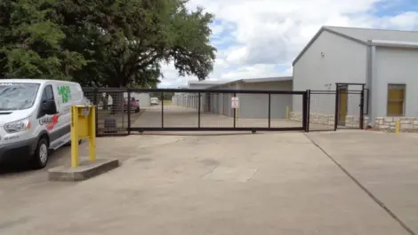 Gated access to AAA Self Storage facility.