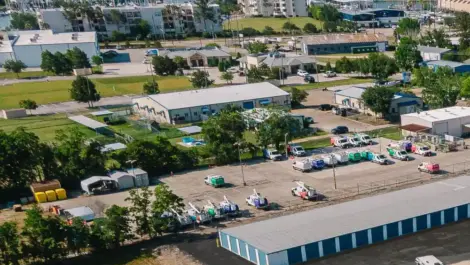 Clear Lake and storage facility view at Safe Harbor Storage.